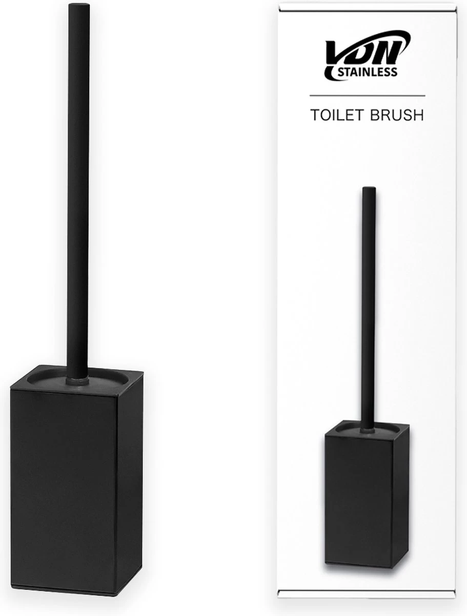 VDN Stainless Toiletborstel Met Houder - Toiletborstelhouder - Zwart - Wc Borstel Met Houder - Vierkant - RVS - Vrijstaand - Afbeelding 5