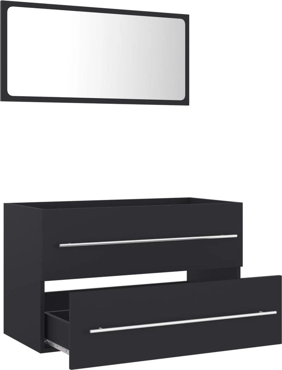 Prolenta Premium - 2-delige Badkamermeubelset Spaanplaat Grijs - Afbeelding 3