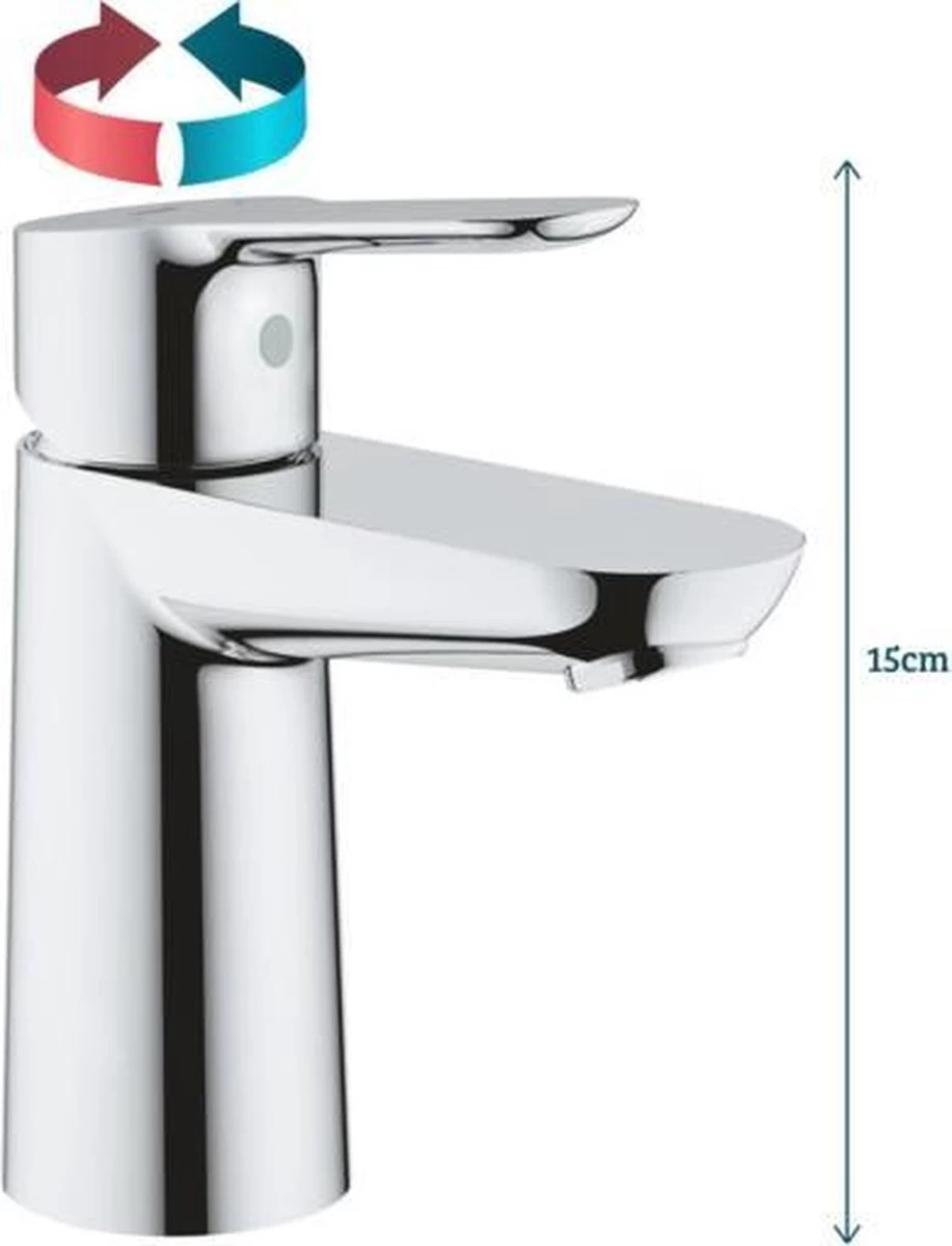 GROHE BauEdge Wastafelkraan - Met EcoJoy® - Zonder Waste - Chroom - 23330000 - Afbeelding 6