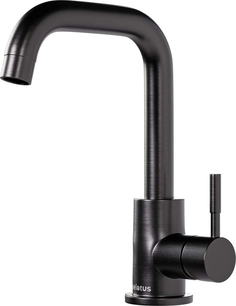 Selotus Badkamer & Keuken Kraan Zwart Inclusief Aansluitingen - - Keuken Kraan - Wastafel Kraan - Zwart