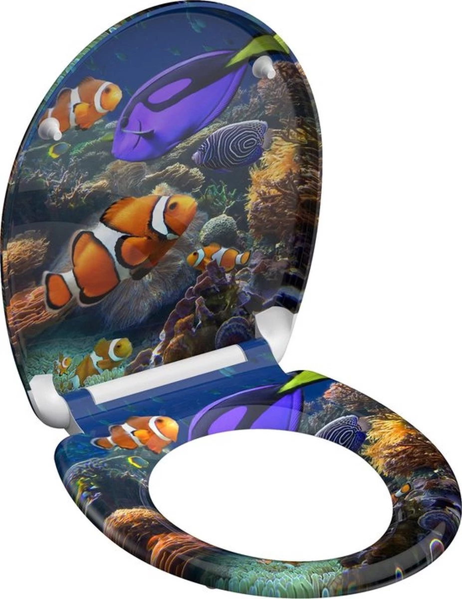 SCHÜTTE WC-Bril 82372 SEA LIFE - Duroplast - Soft Close - Afklikbaar - RVS-Scharnieren - Decor - 3-zijdige Print - Afbeelding 2