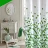 Douchegordijn 120x200 Cm (Small) - Met Ophangringen - Makkelijk Te Bevestigen - Waterdicht - Polyester - Sneldrogend En Anti Schimmel - Wasbaar En Duurzaam - Green Petals
