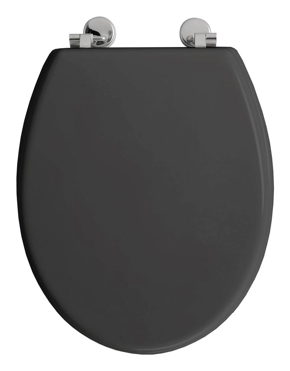 Allibert Wc-bril BOLIVA - Geperst Hout - Verchroomde Scharnieren - Grijs Gelakt - Afbeelding 2