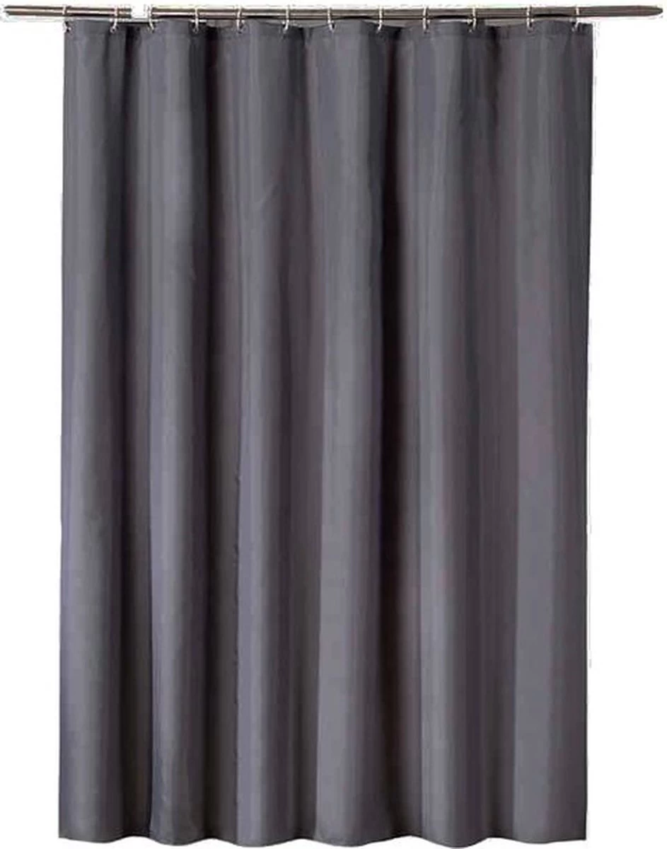 Su.B.dgn Douchegordijn 120x180 Anti Schimmel Polyester Badkamer Douchegordijn Wasbaar Met 12 Ringen | Grijs - Afbeelding 9