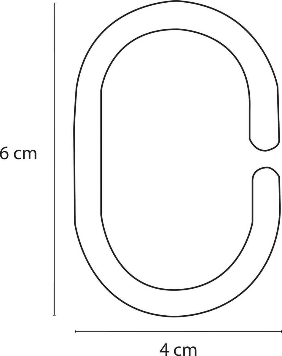 Differnz Douchegordijnringen - Transparant - Kunststof - 6 X 4 Cm - 12 Stuks - Afbeelding 2