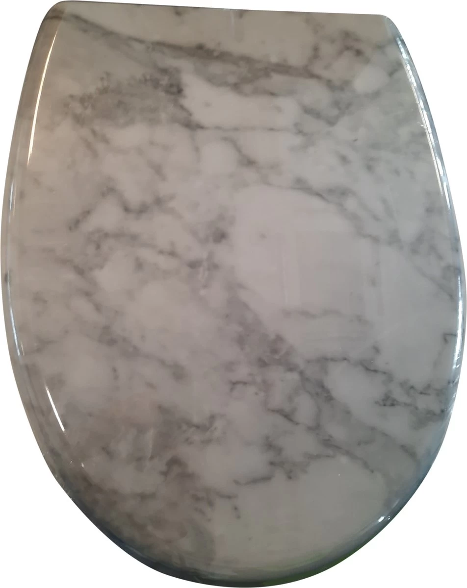 Merkloos WC Bril -Toiletbril - Quick - Release Functie - Soft Closed - Marmer
