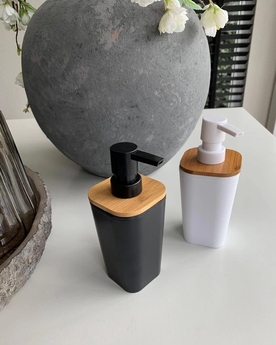 Five Zeeppompje/zeepdispenser Van Kunststeen - Zwart - 300 Ml - Afbeelding 2