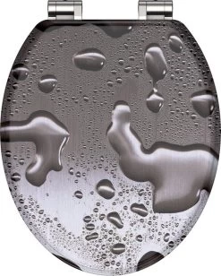 SCHÜTTE WC-Bril 80123 GREY STEEL - MDF-Hout - Soft Close - Verchroomde Scharnieren - Decor - 3-zijdige Print