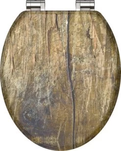 SCHÜTTE WC-Bril 80124 SOLID WOOD - MDF-Hout - Soft Close - Verchroomde Scharnieren - Decor - 3-zijdige Print