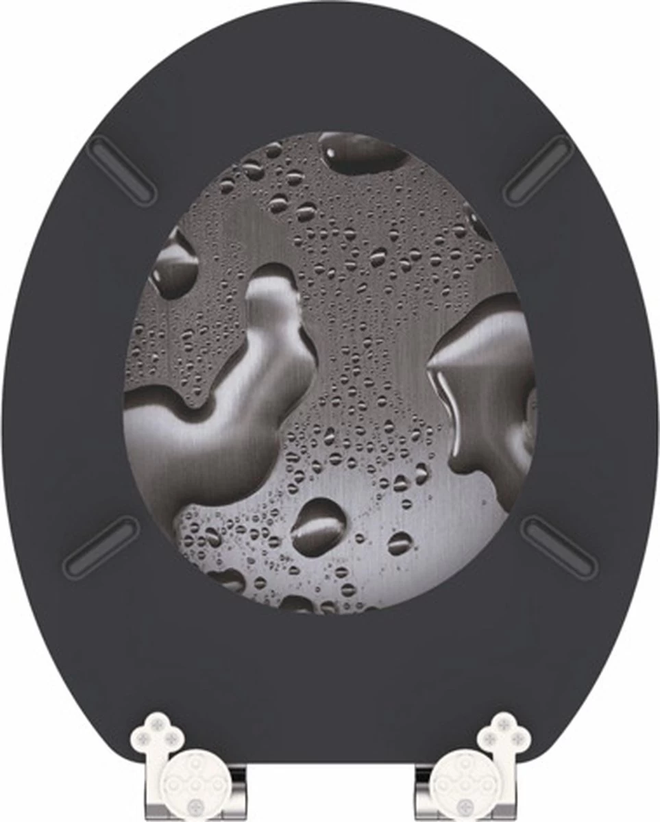 SCHÜTTE WC-Bril 80123 GREY STEEL - MDF-Hout - Soft Close - Verchroomde Scharnieren - Decor - 3-zijdige Print - Afbeelding 6