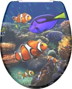 SCHÜTTE WC-Bril 82372 SEA LIFE - Duroplast - Soft Close - Afklikbaar - RVS-Scharnieren - Decor - 3-zijdige Print