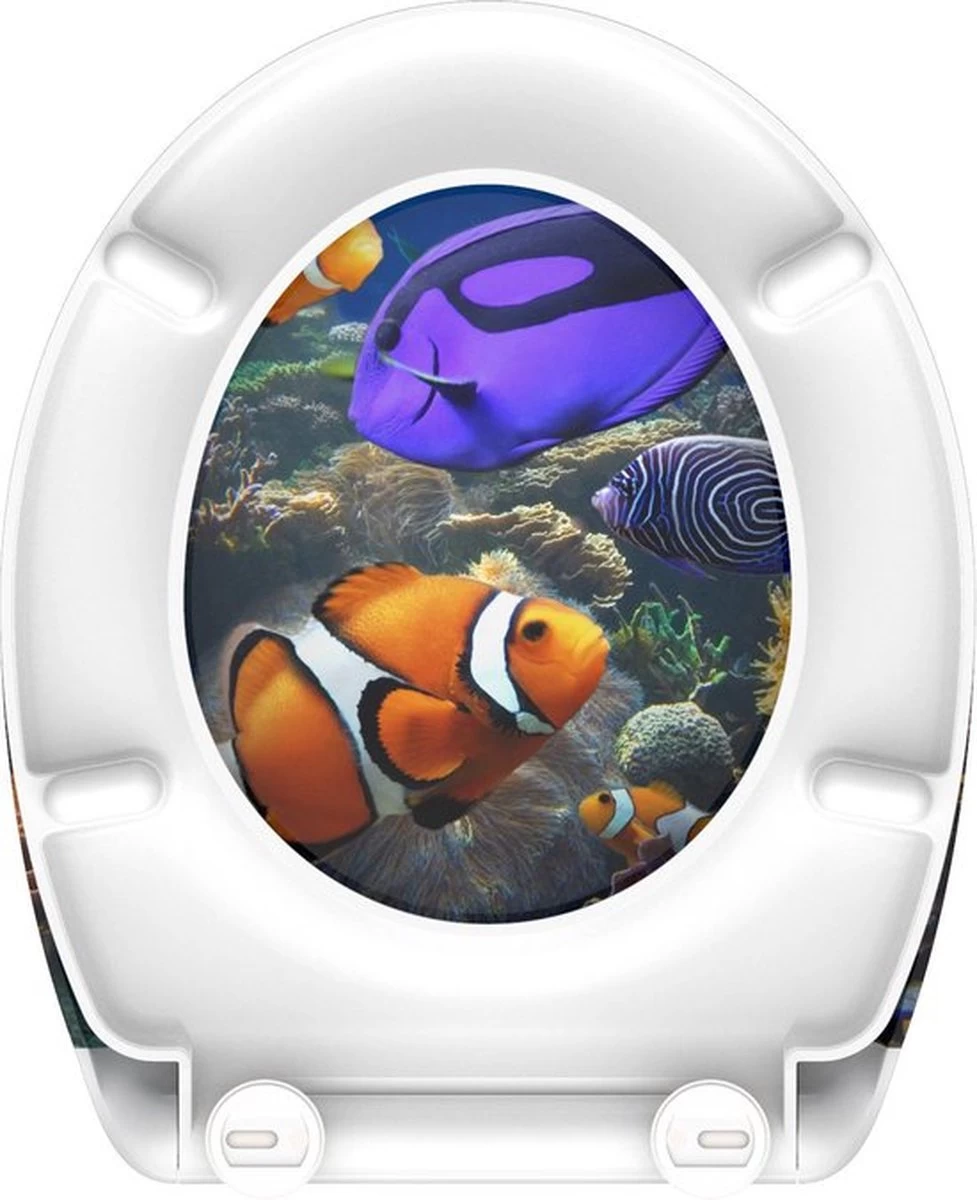SCHÜTTE WC-Bril 82372 SEA LIFE - Duroplast - Soft Close - Afklikbaar - RVS-Scharnieren - Decor - 3-zijdige Print - Afbeelding 7