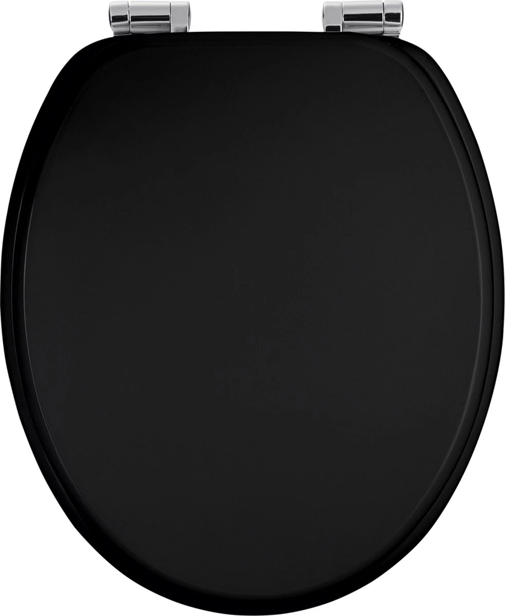 Casaria Wc-bril Met Deksel Sluitingsmechanisme Toiletzitting MDF Zwart - Afbeelding 2