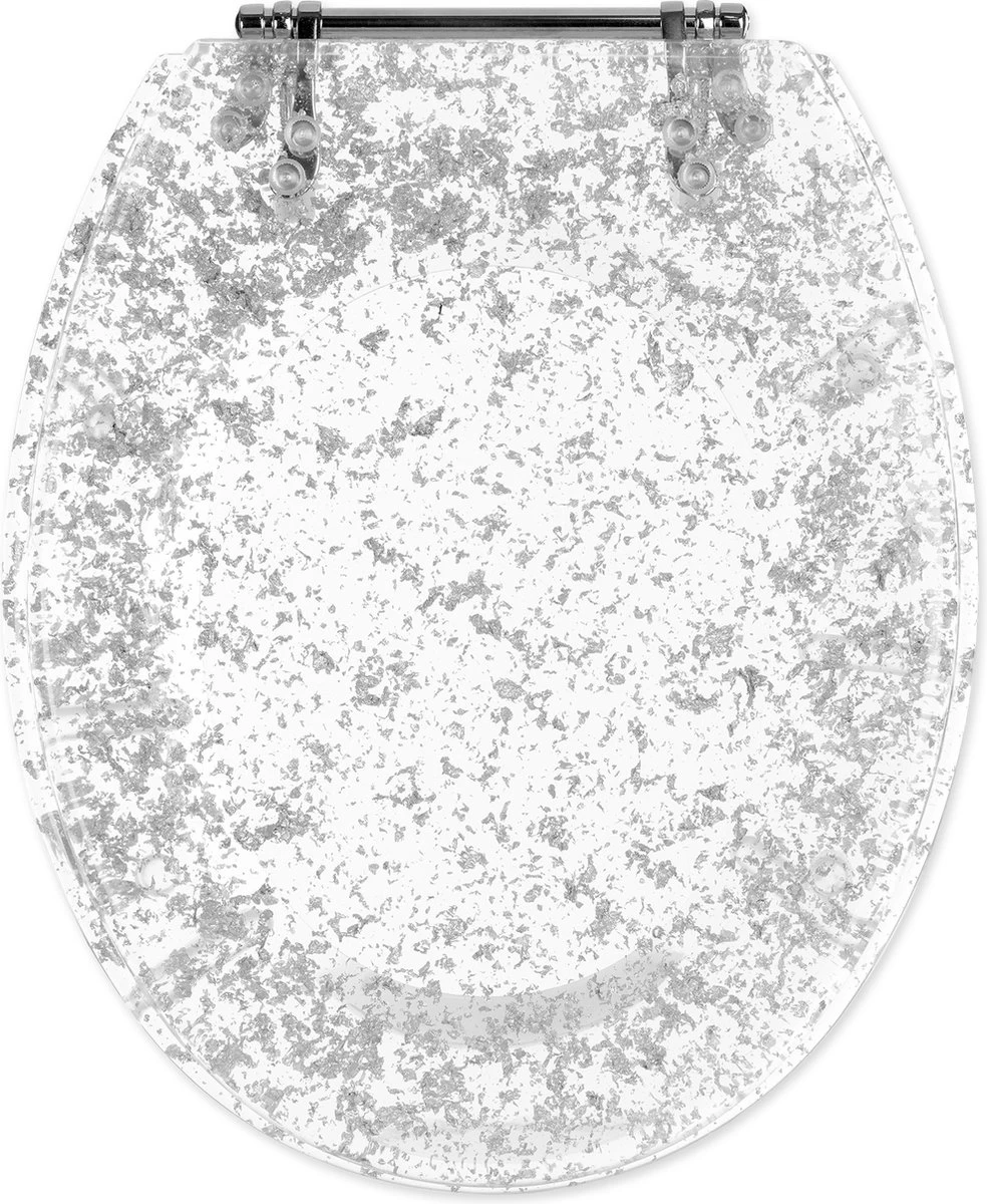 Navaris Toiletbril Met Glitter Design - Transparante Wc-bril 42 X 36 X 4,5 Cm - Makkelijk Te Bevestigen