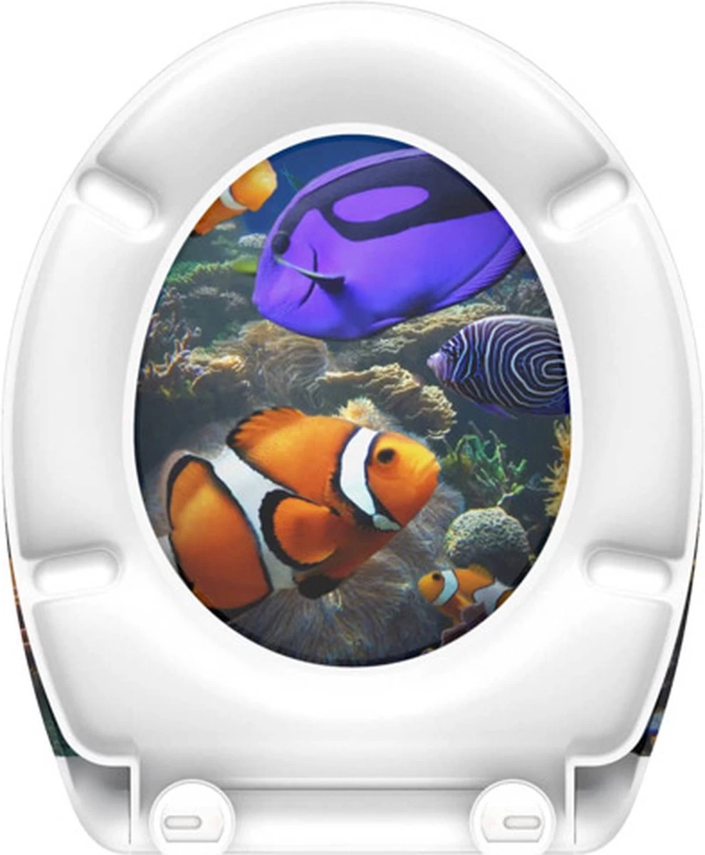 SCHÜTTE WC-Bril 82372 SEA LIFE - Duroplast - Soft Close - Afklikbaar - RVS-Scharnieren - Decor - 3-zijdige Print - Afbeelding 8