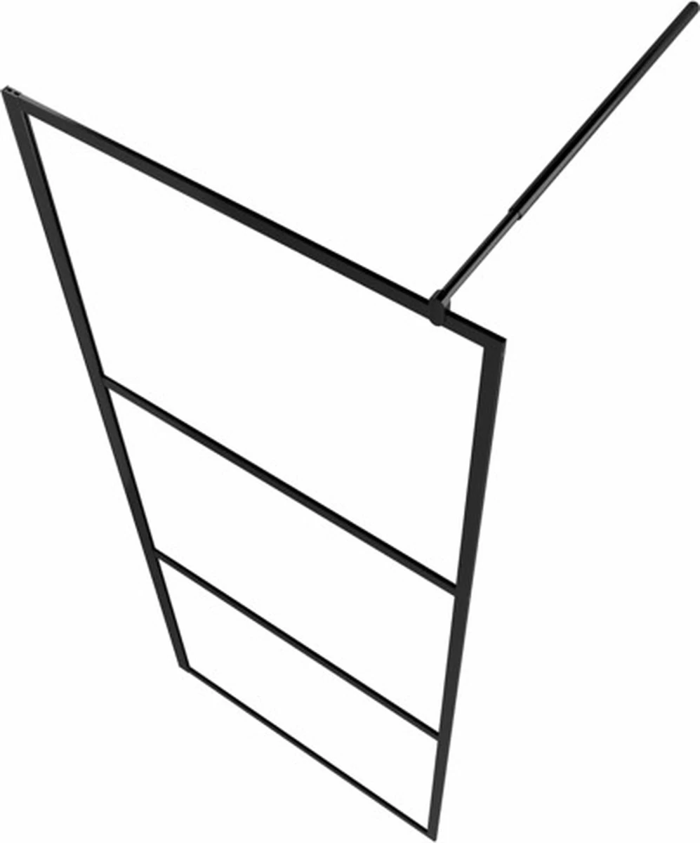 VidaXL Inloopdouchewand Transparant 90x195 Cm ESG-glas Zwart - Afbeelding 5